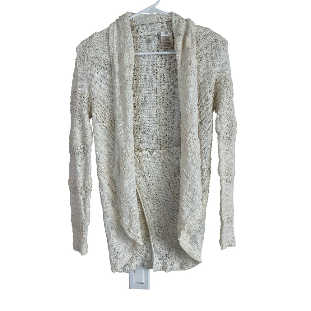 Delicate Fairy Whimsical Bohemian Lace Crochet White Cream Cardigan Sweater S